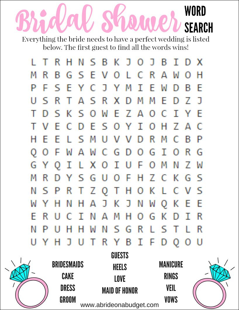 Bridal Shower Word Search Game (Free Printable) | Wedding Ideas - Printable Wedding Puzzles