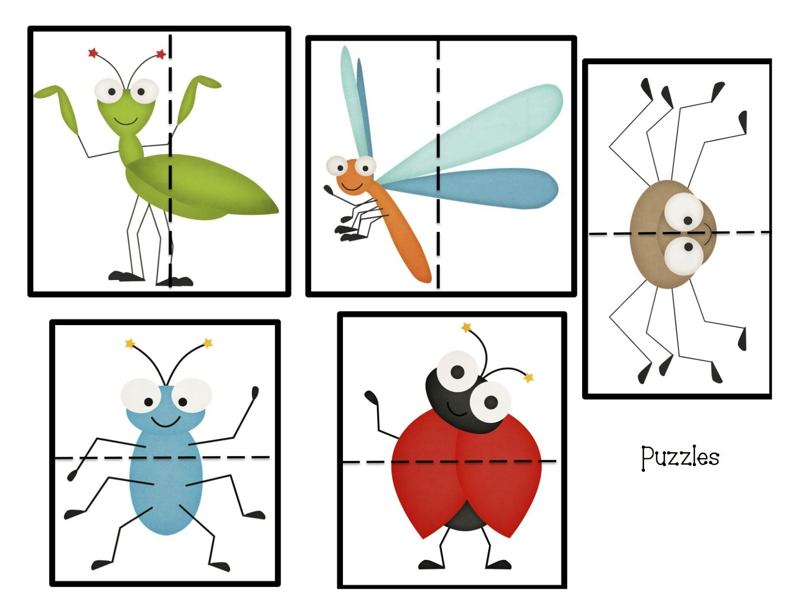 Bug Puzzles | Llenguatge Matemàtic - Printable Bug Puzzles