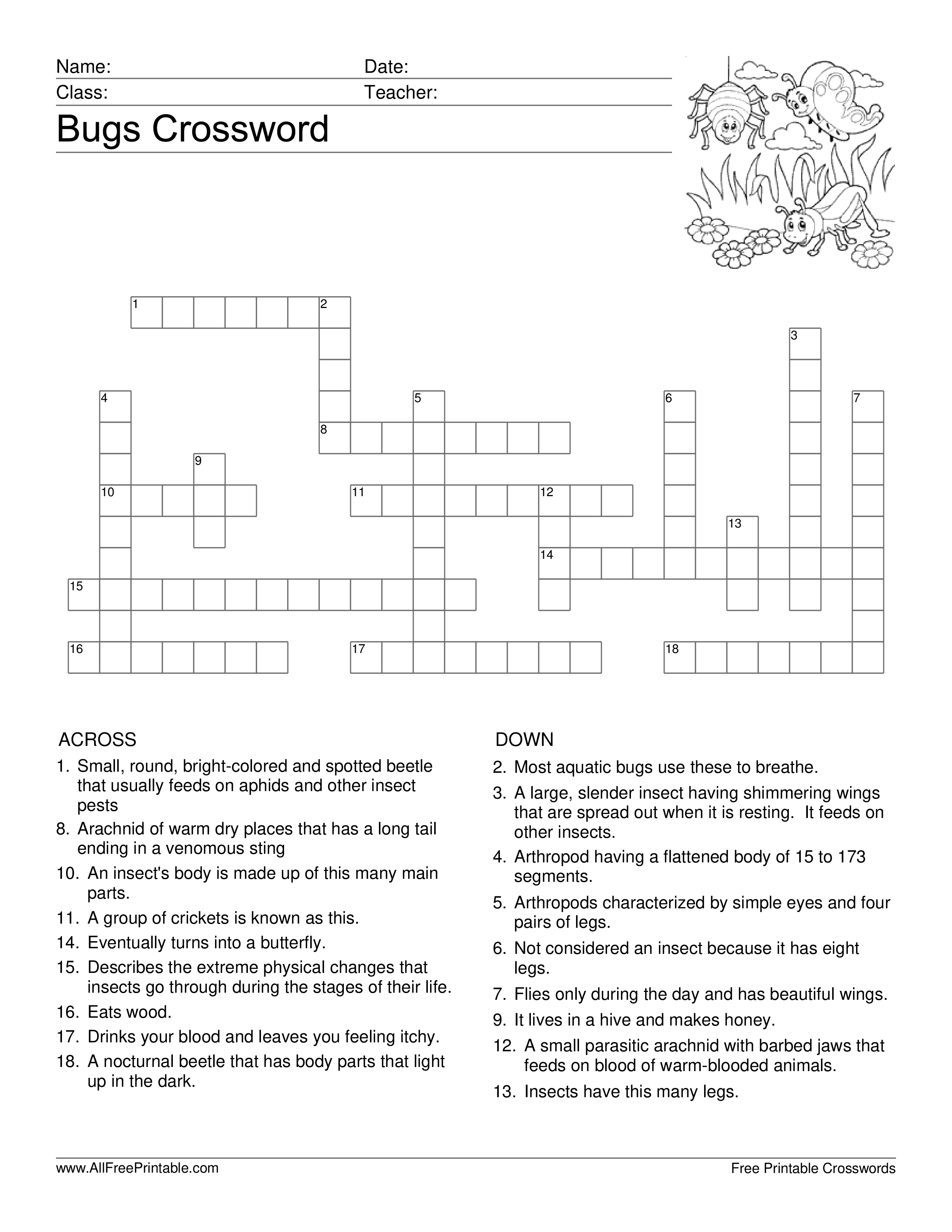 Bugs Crossword Puzzle Template | Templates At Allbusinesstemplates - Printable Crossword Puzzle Template