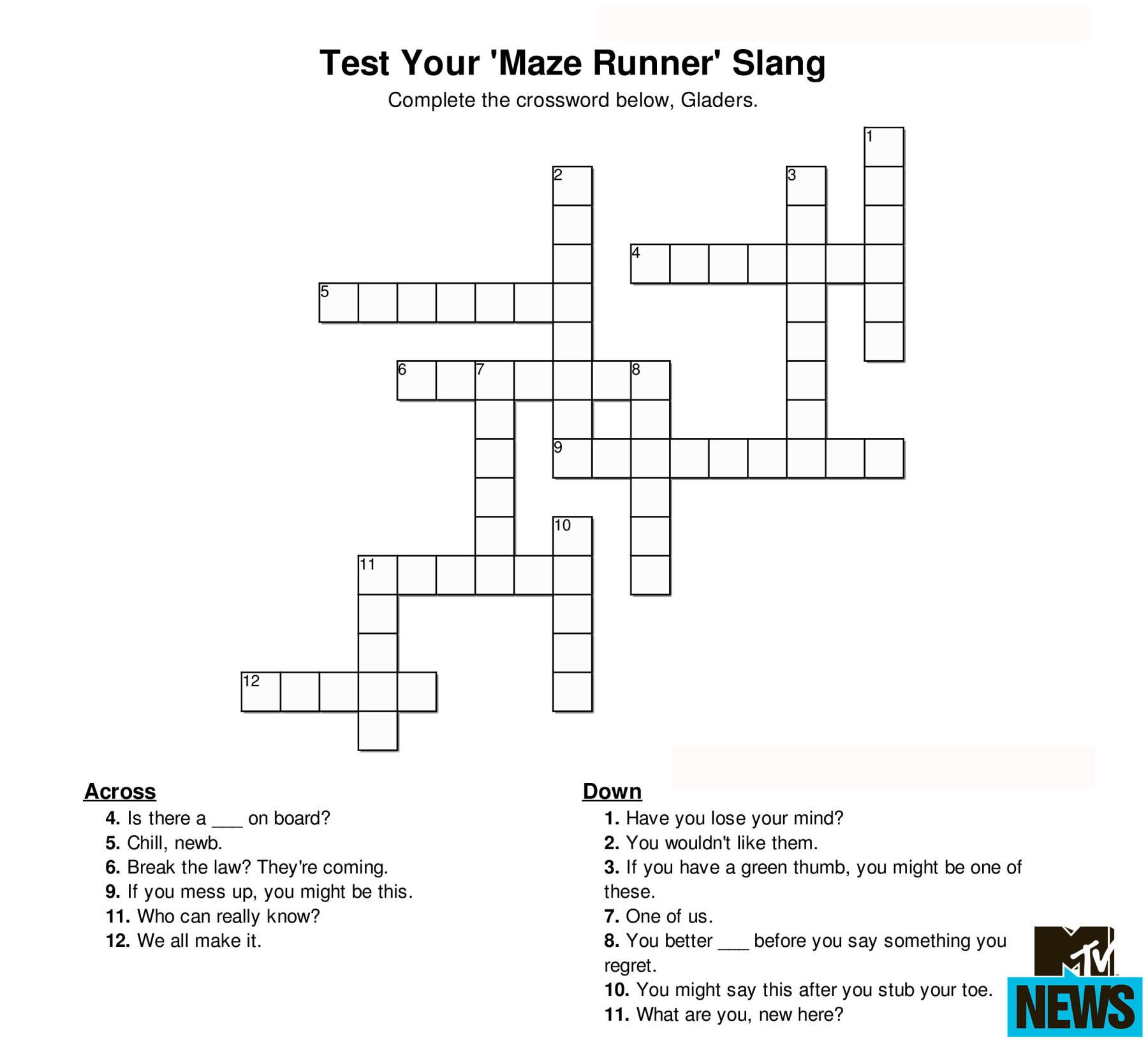 Can You Ace These &amp;#039;hunger Games&amp;#039; And Ya Crosswords? | Surgery - Hunger Games Crossword Puzzle Printable