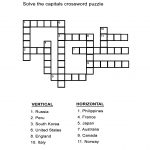 Capital Cities Quiz: Fill In The Country's Capital In The Crossword   Printable Geography Crossword