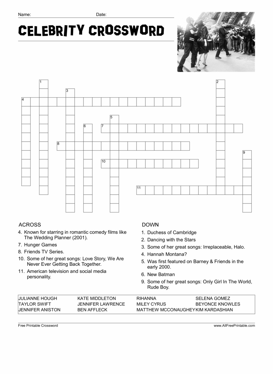 Celebrity Crossword Puzzle Main Image Download Template - Word - Printable Crossword Celebrity