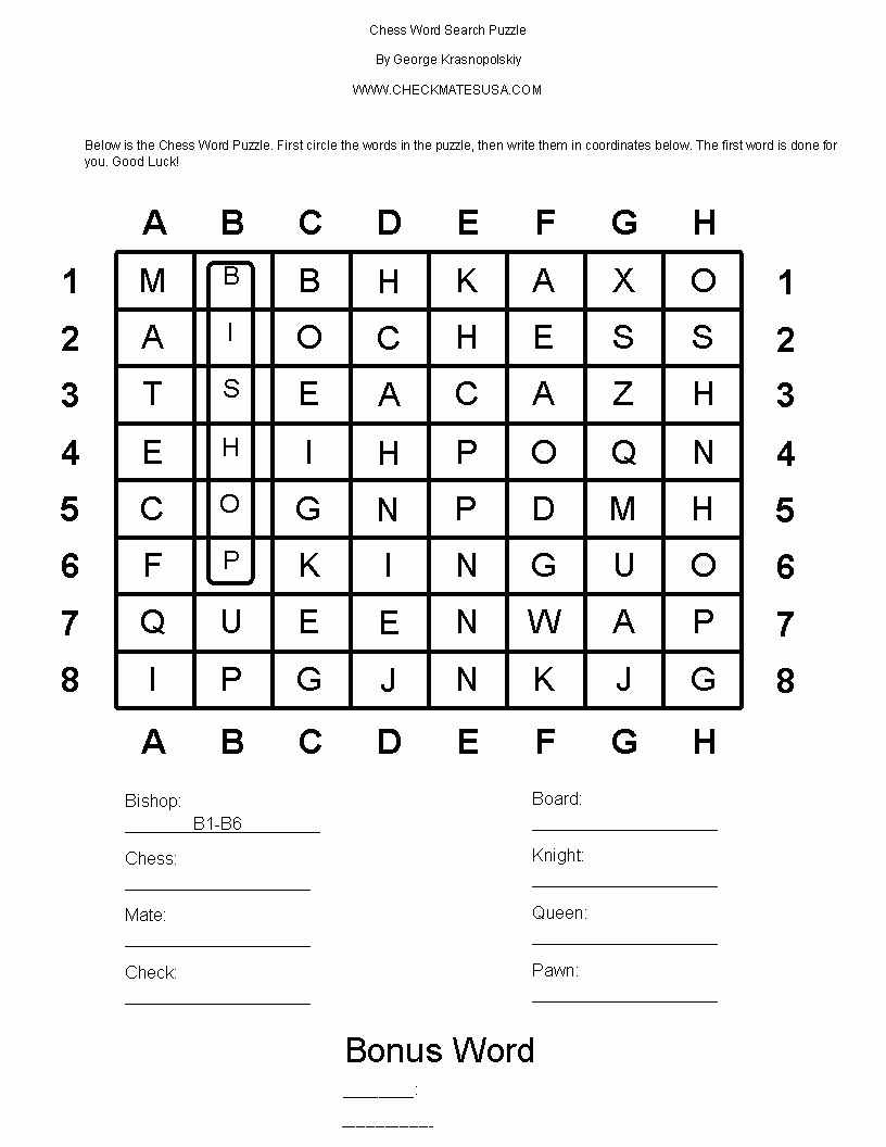 Printable Chess Puzzles Printable Crossword Puzzles