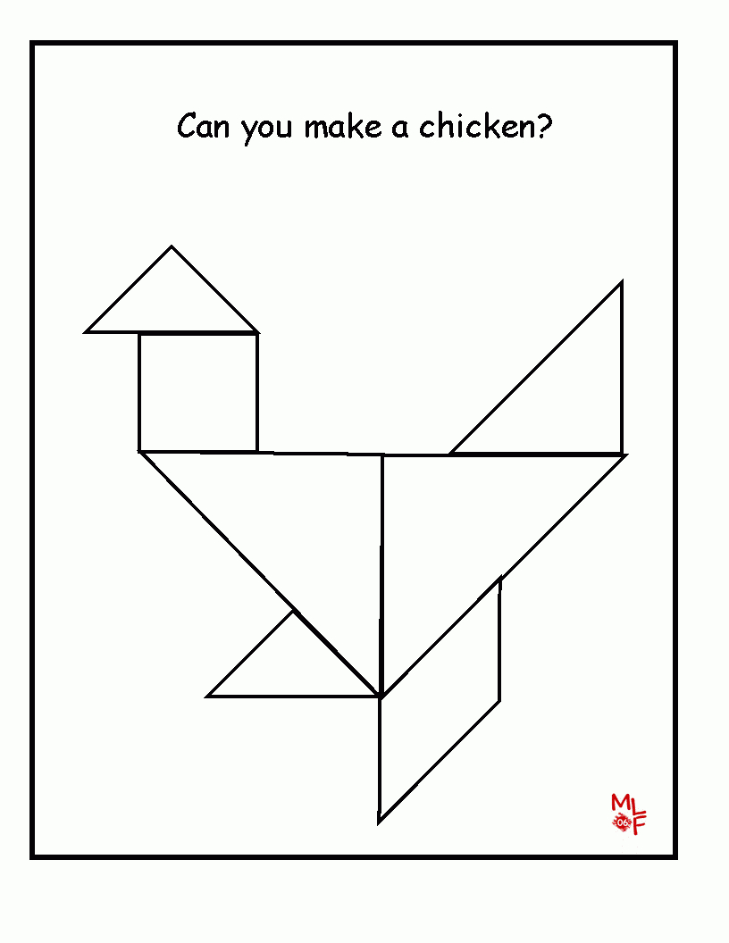 Chicken Tangram Printable | Preschool - Farms | Tangram Printable - Printable Tangram Puzzles For Kindergarten