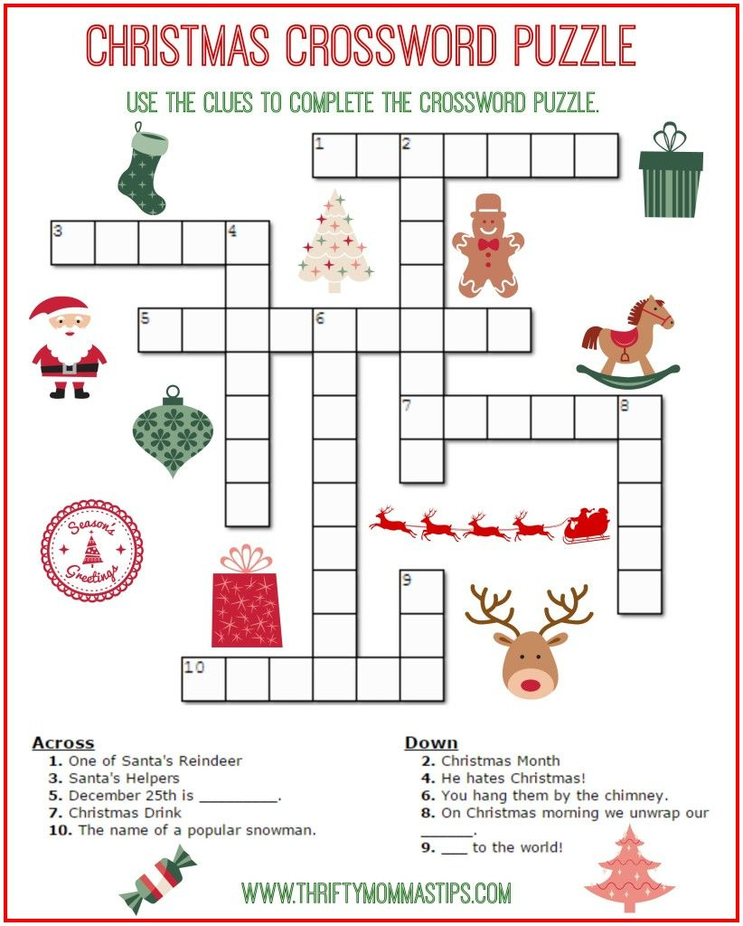 Christmas Crossword Puzzle Printable - Thrifty Momma&amp;#039;s Tips | Aj - Printable Christmas Crossword Puzzles For Adults