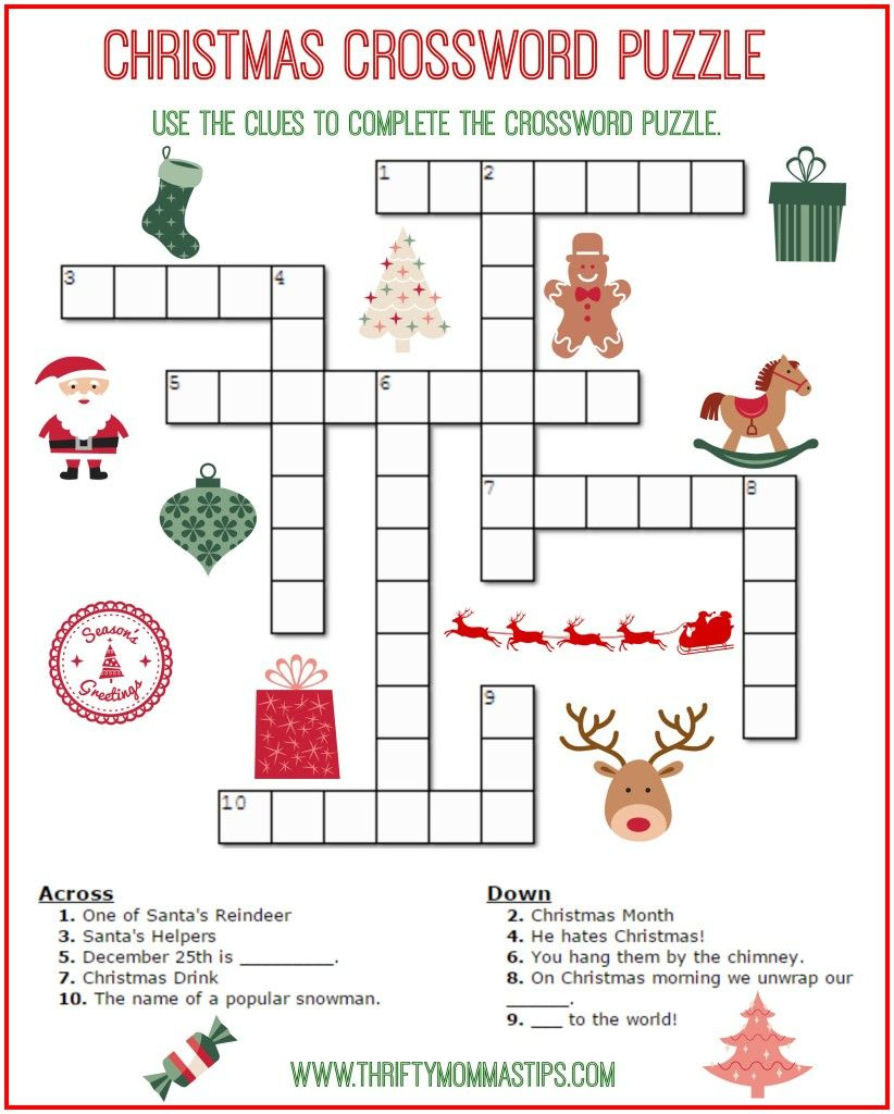 Christmas Crossword Puzzle Printable - Thrifty Momma&amp;#039;s Tips | Free - First Grade Crossword Puzzles Printable