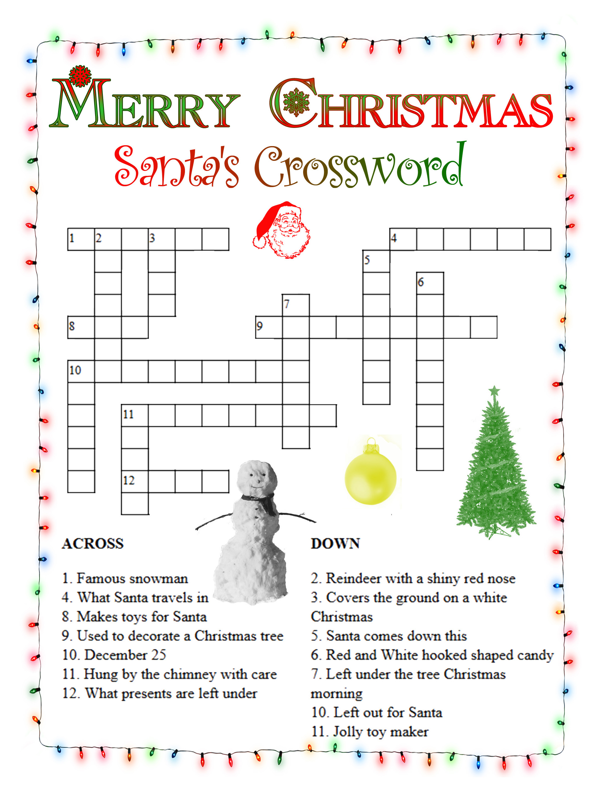 Christmas Crossword Puzzles - Best Coloring Pages For Kids - Printable Crossword Christmas
