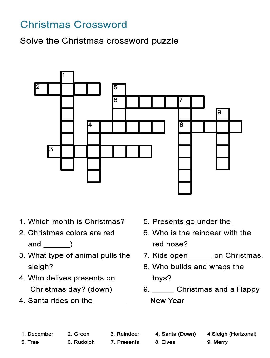 Christmas Crossword Puzzles - Best Coloring Pages For Kids - Printable Crossword Puzzles Nov 2018