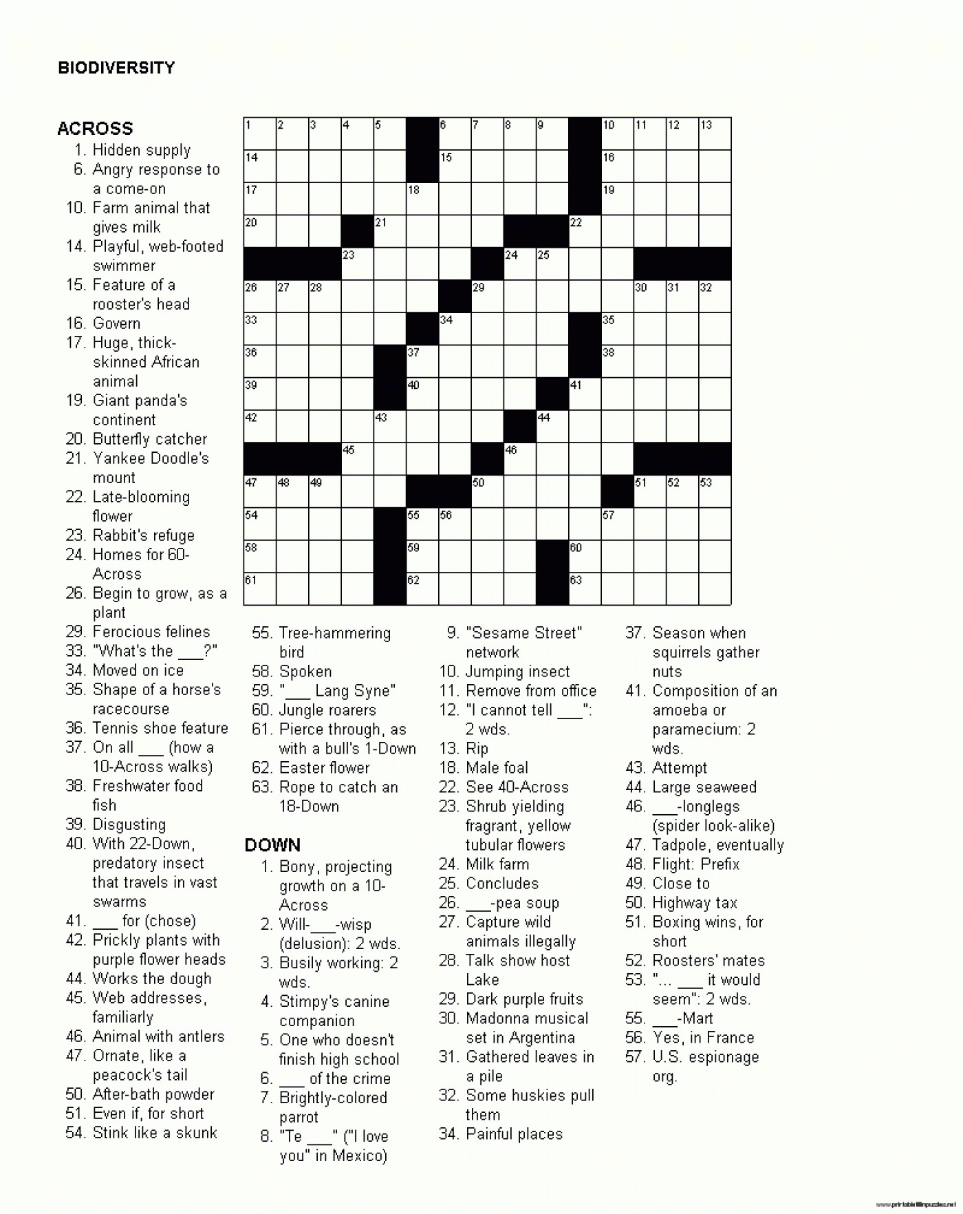 Printable Newspaper Puzzles - Printable Crossword Puzzles