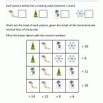 Christmas Math Worksheets   Printable Puzzle For 4 Year Old