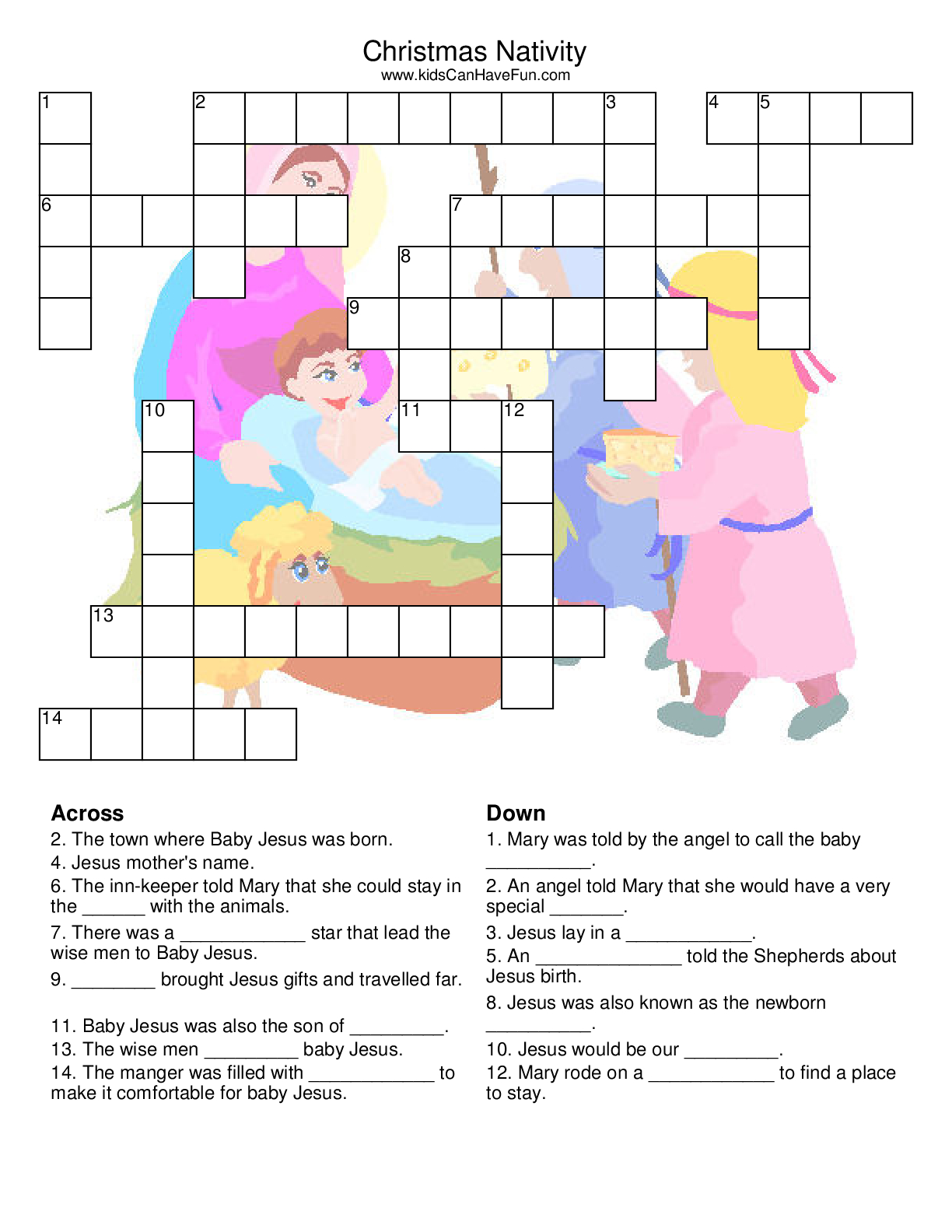 Christmas Nativity Crossword | Christmas-Nativity | Christmas - Printable Nativity Puzzle