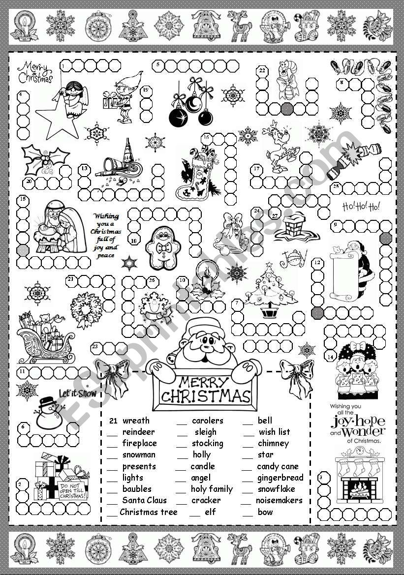 Christmas Puzzle - Esl Worksheetsilvanija - Printable Puzzle Pages