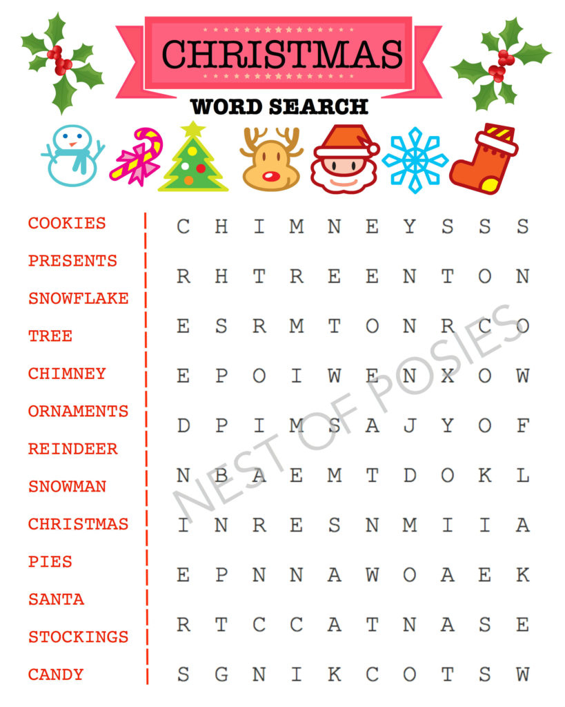 Christmas Word Puzzle Printables For Kids - Nest Of Posies - Printable Puzzle Christmas
