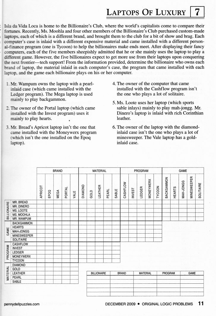 Cis 554 Logic Puzzles