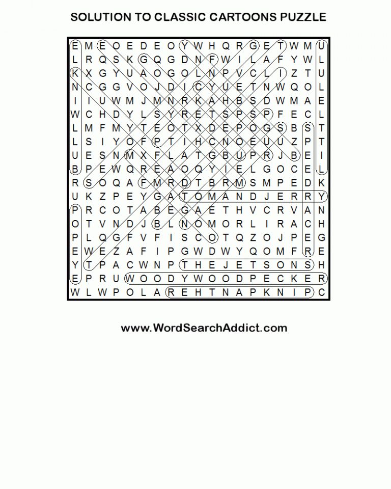 Classic Cartoons Printable Word Search Puzzle - 90S Crossword Puzzle ...