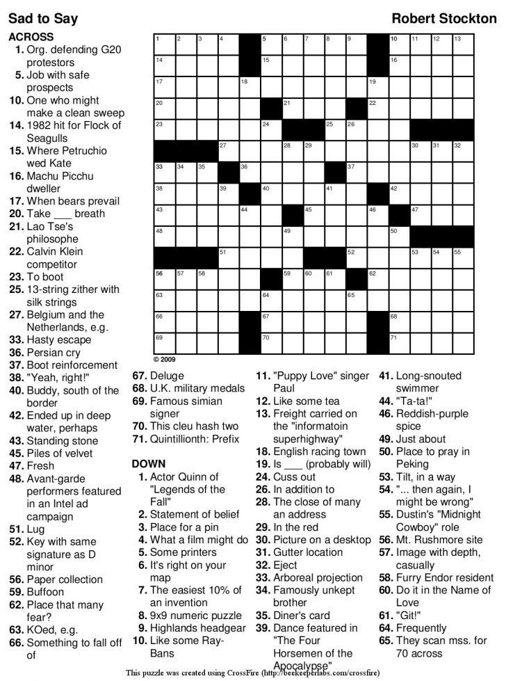 Collection Of Usa Today Crossword Puzzle Printable (31 ...