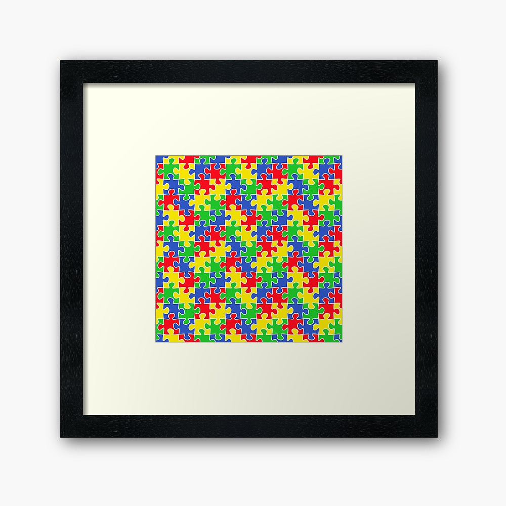 Colorful Puzzle Pieces Autism Awareness April&amp;quot; Framed Art Print - Printable Puzzle Piece Autism