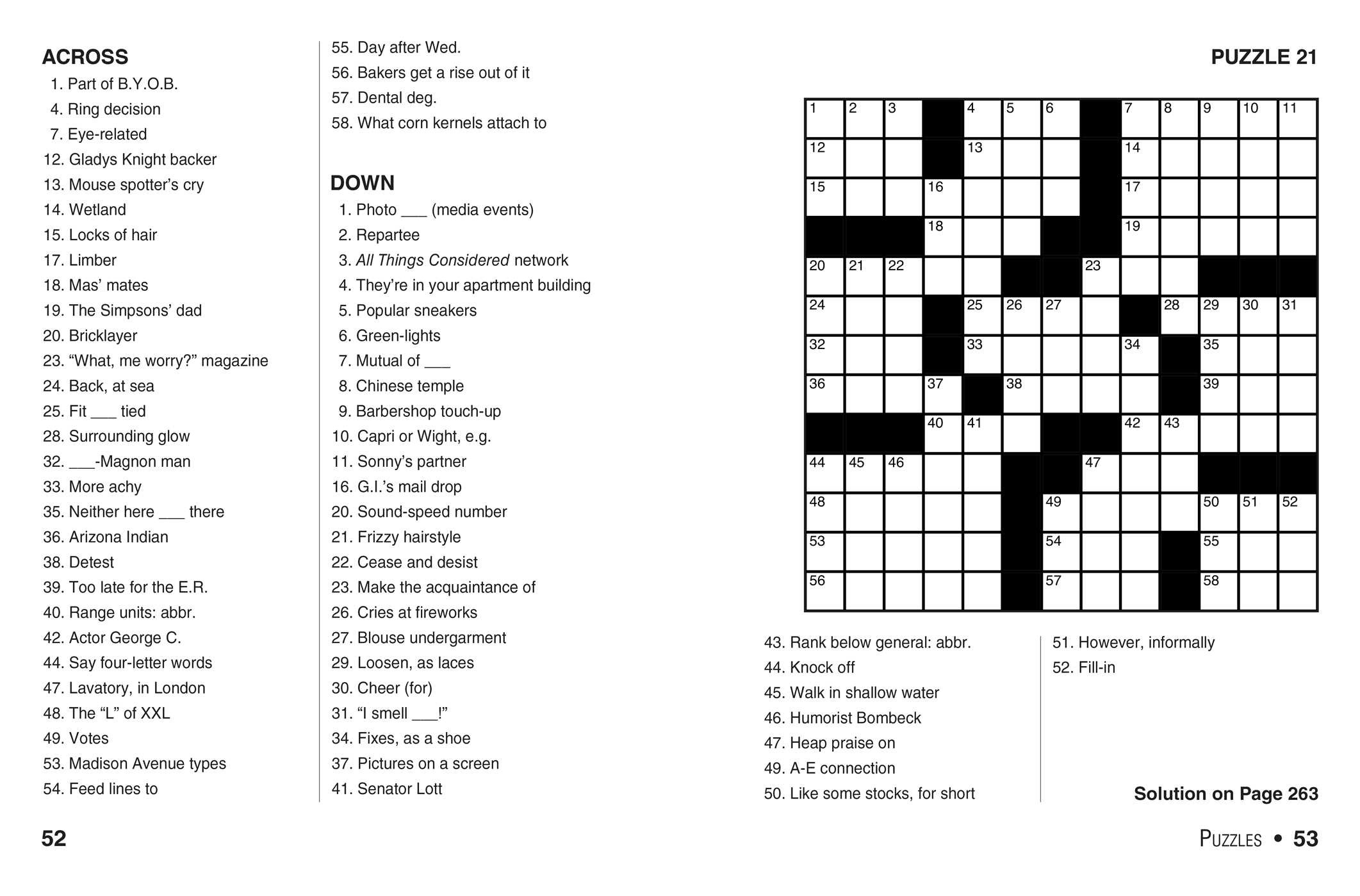 Printable Crossword Puzzles For Seniors