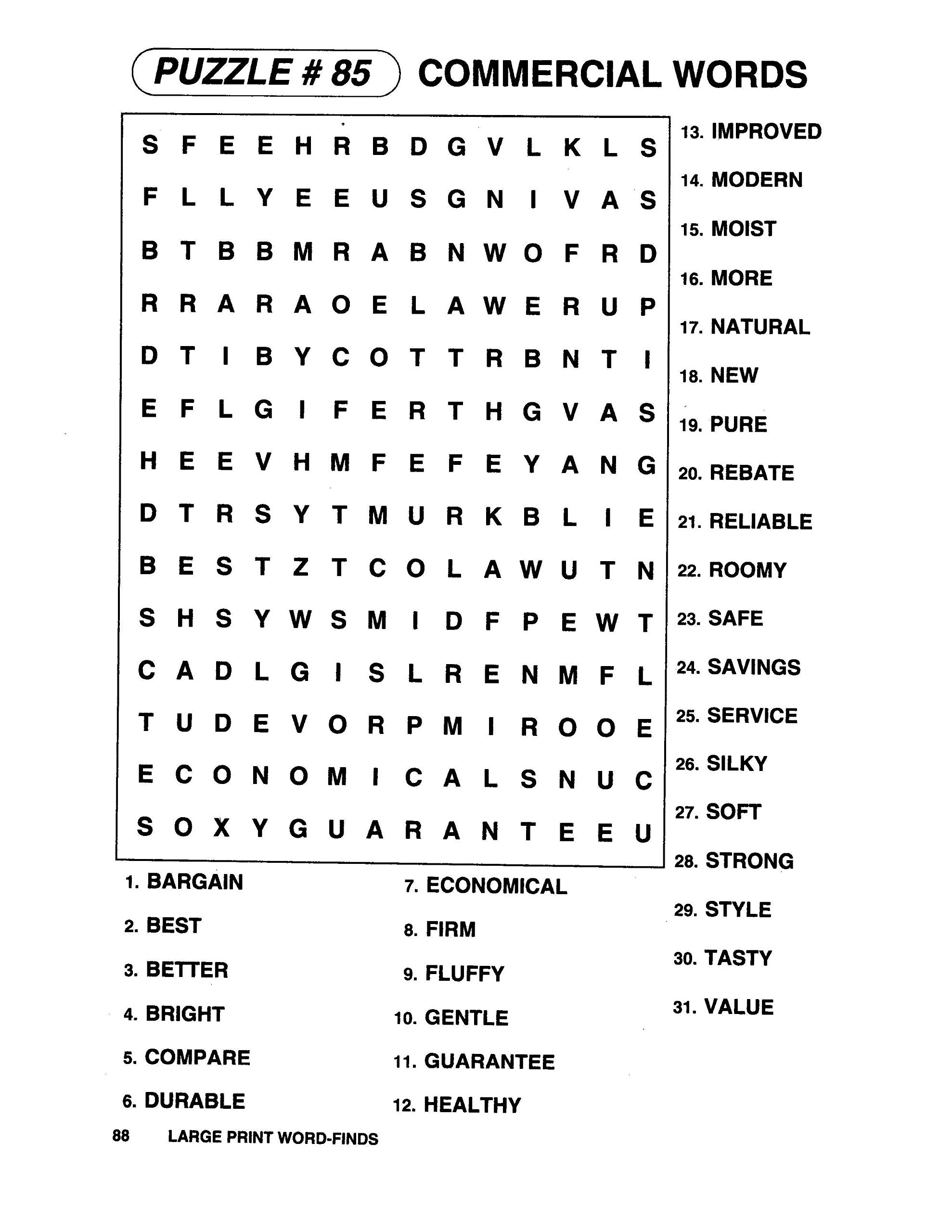 Coloring Large Print Word Search Printable Easy Crossword Puzzles