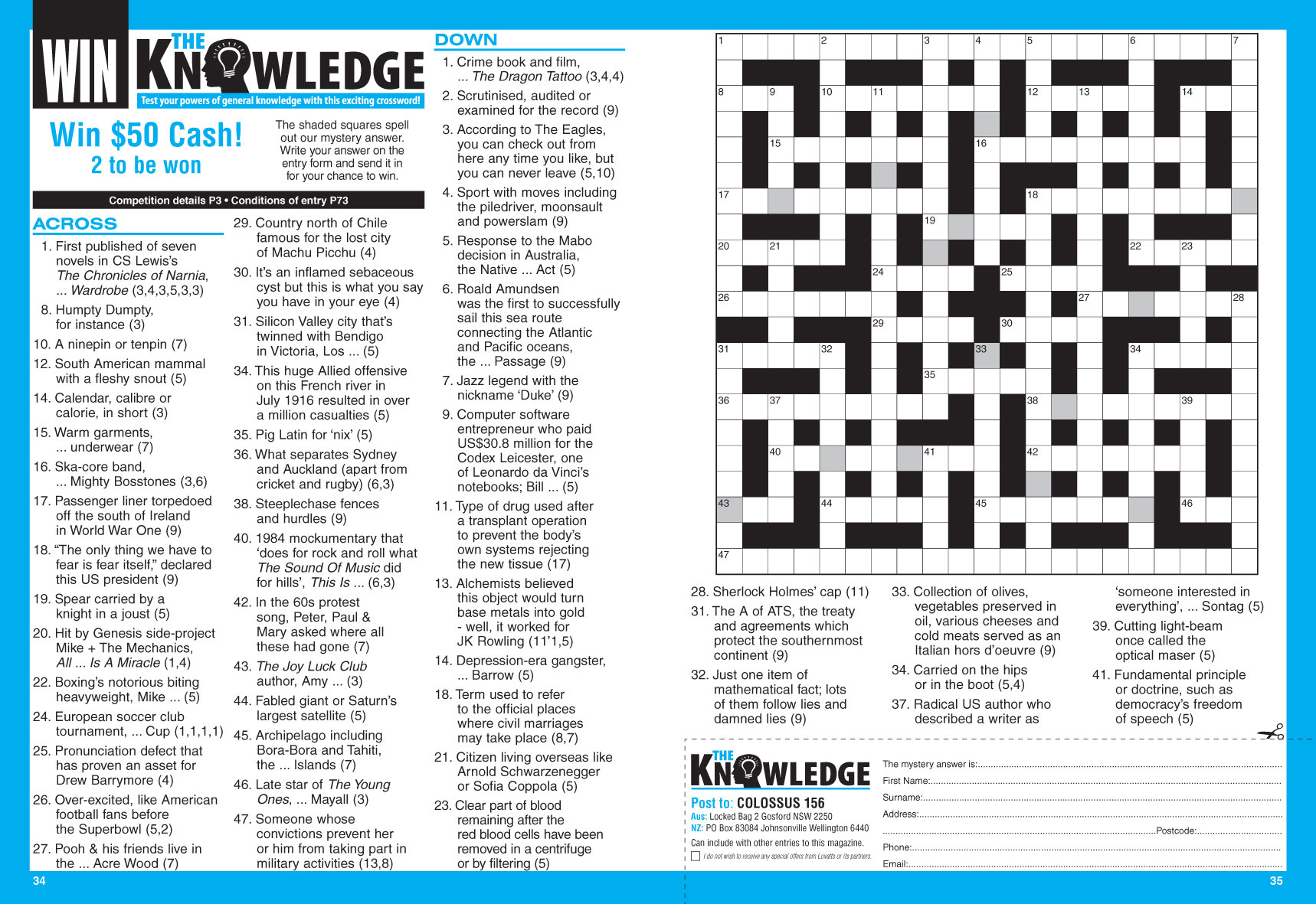 Colossus Crosswords Magazine - Lovatts Crossword Puzzles Games &amp;amp; Trivia - Printable Crossword Nz