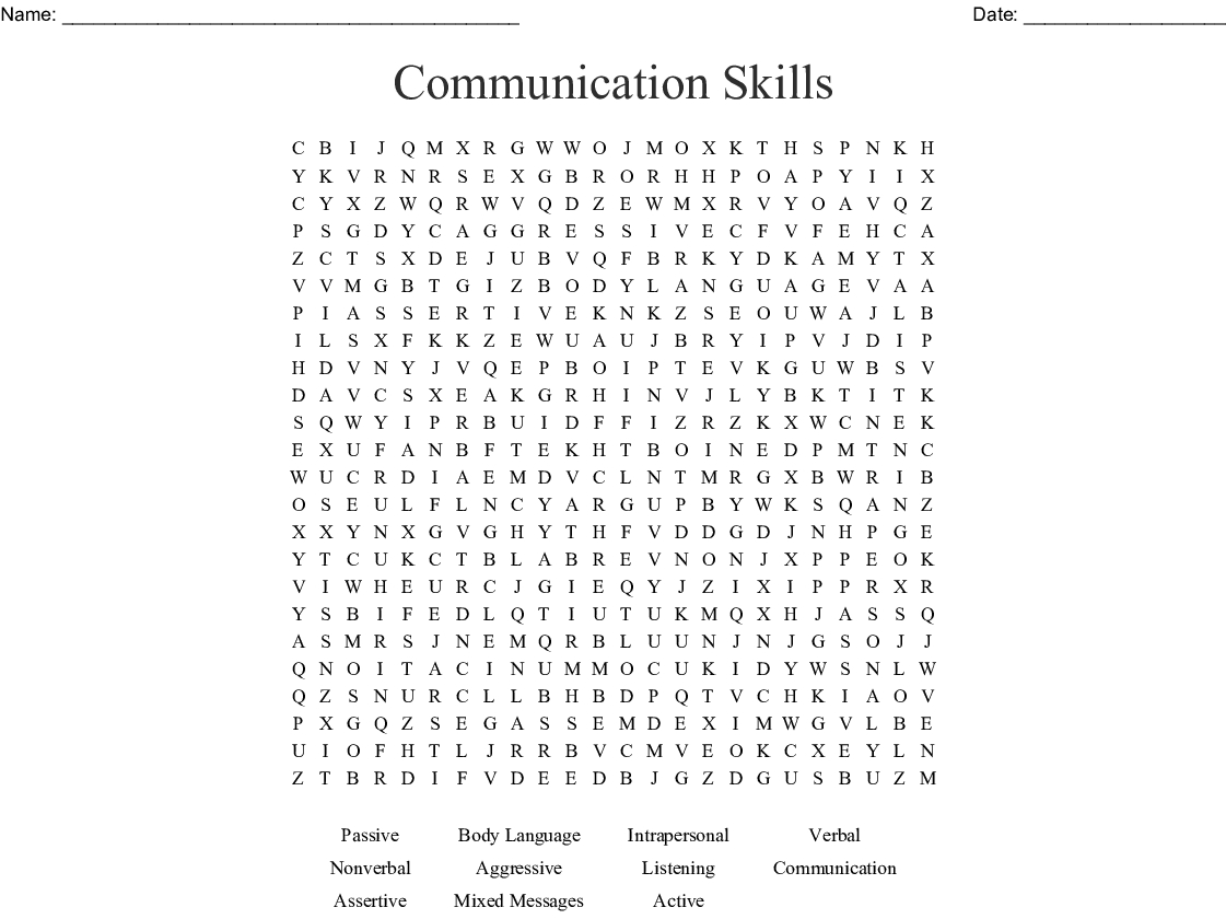 Communication Skills Word Search - Wordmint - Printable Communication Crossword Puzzle