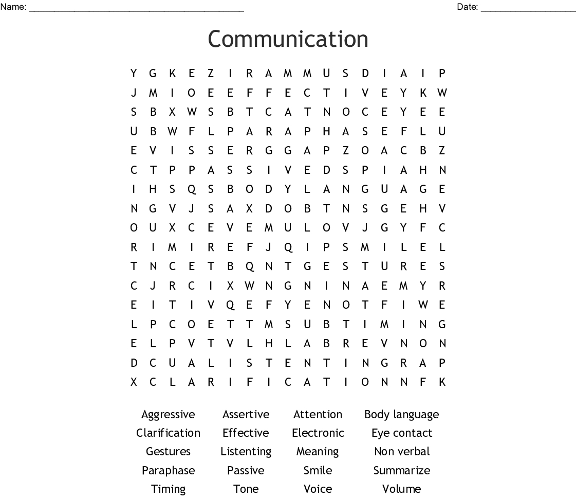 Communication Word Search - Wordmint - Printable Communication Crossword Puzzle
