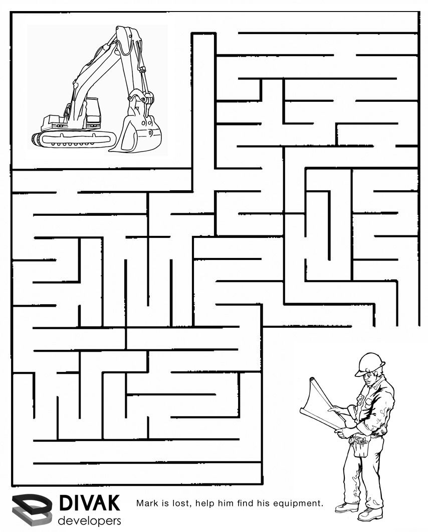 Construction Maze | Summer Camp Construction | Mazes For Kids - Printable Puzzle Mazes