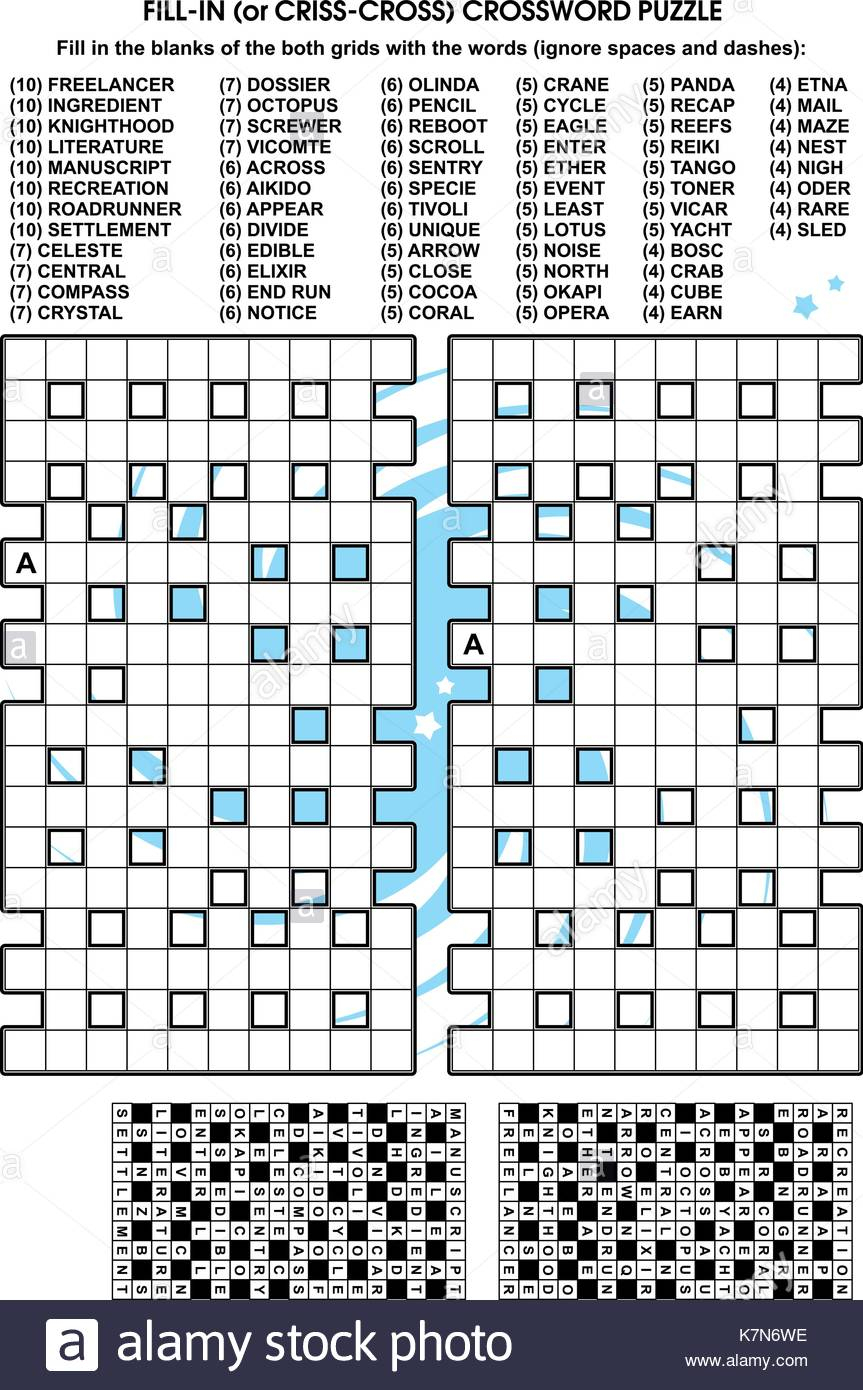 Criss-Cross Word Puzzle - Fill In The Blanks Of The Crossword Puzzle - Blank Crossword Puzzle Grids Printable