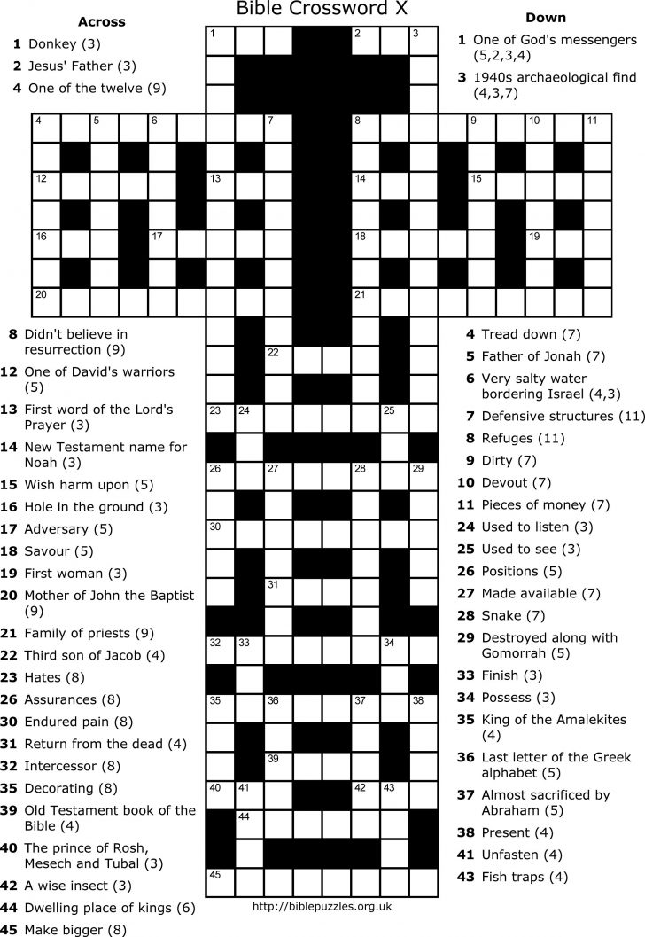 Bible Crossword Puzzles Printable With Answers