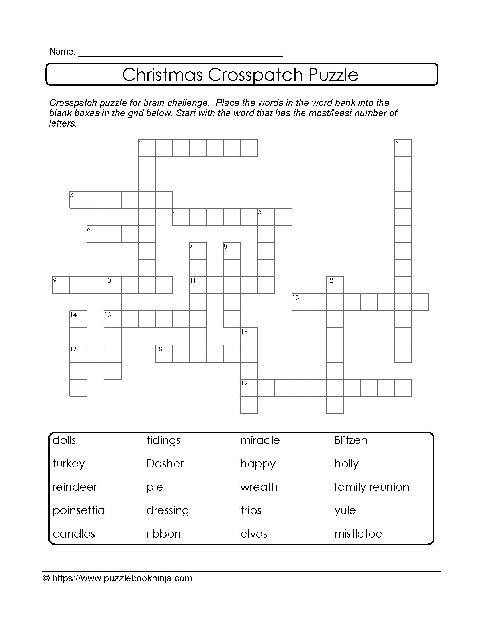 Crosspatch Xmas Printable Puzzle. Support Vocab Development And - Blank Crossword Puzzle Printable