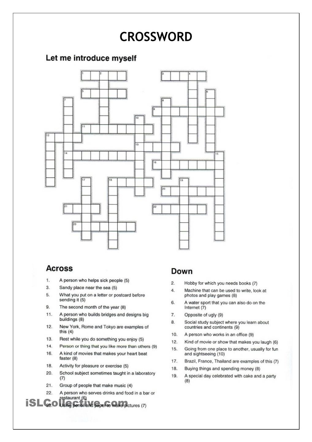 Printable Crossword Puzzles In Spanish - Printable World Holiday