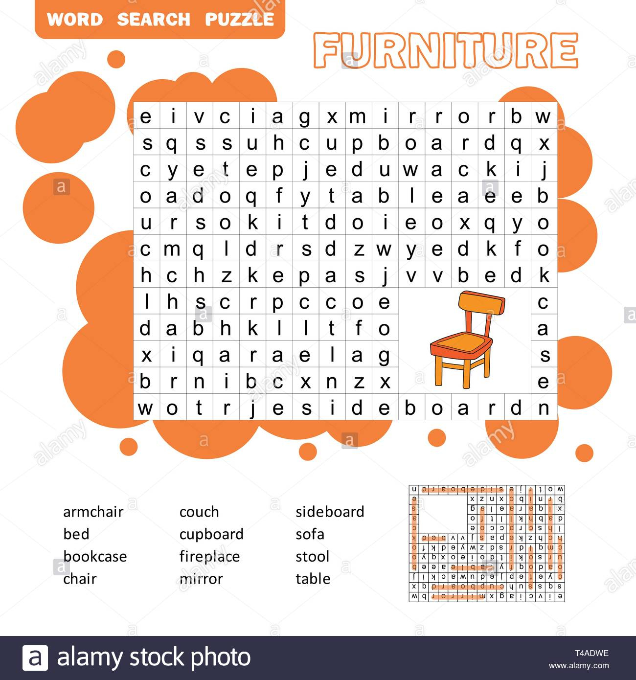 Crossword - Living Room Furniture - Learning English Words. Word - Printable Crosswords For Learning English