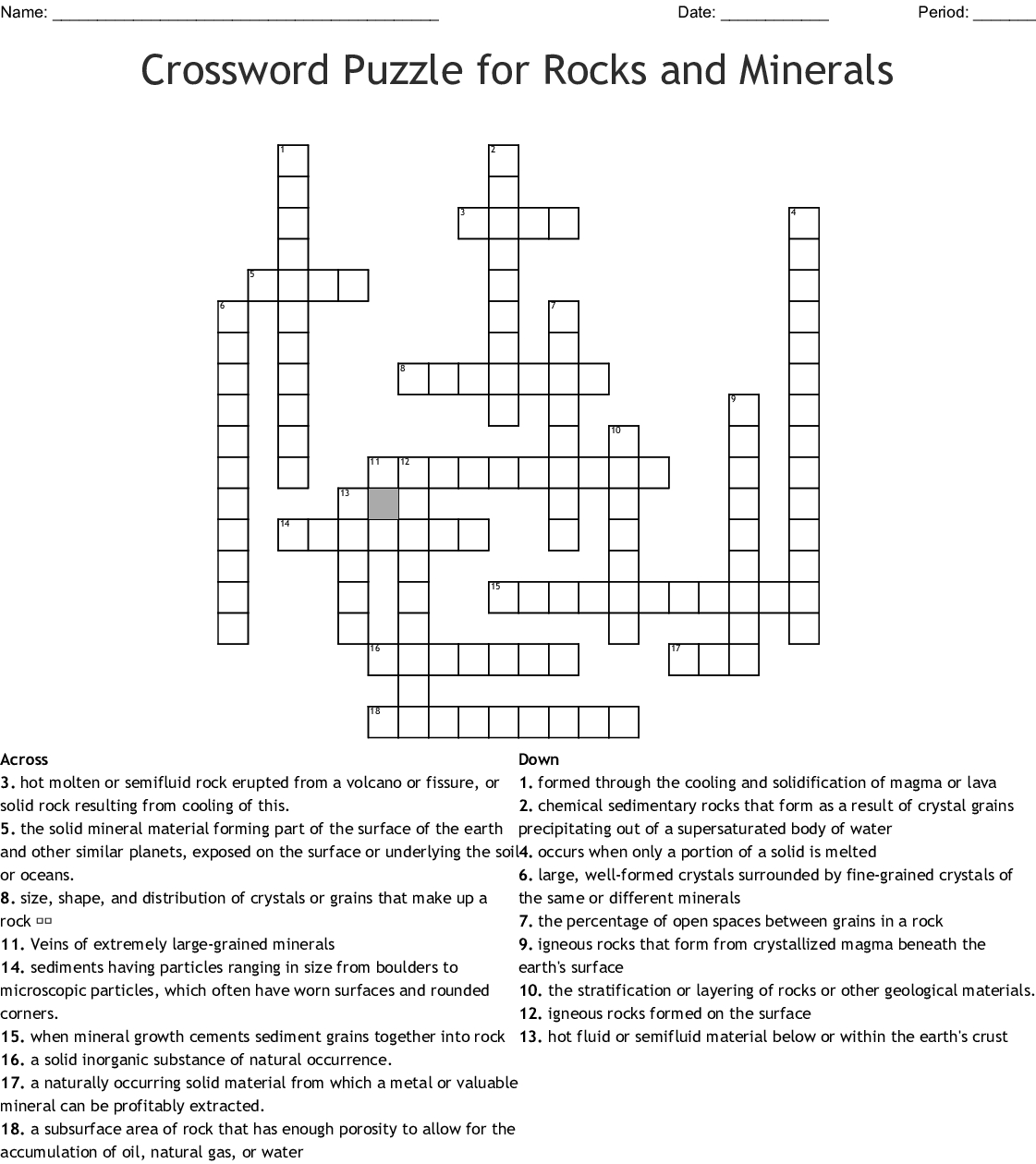 Crossword Puzzle For Rocks And Minerals Crossword - Wordmint - Rocks Crossword Puzzle Printable