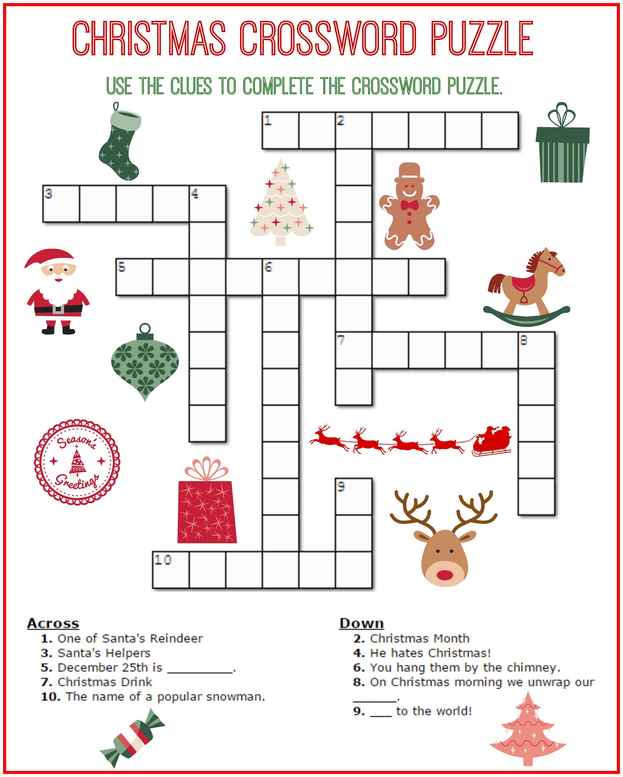 Printable Crossword Puzzles For 6 Year Olds Printable Crossword Puzzles