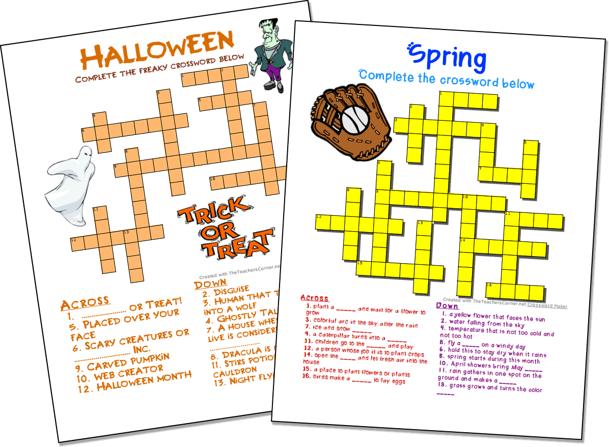 Crossword Puzzle Maker | World Famous From The Teacher&amp;#039;s Corner - Free Printable Reading Crossword Puzzles