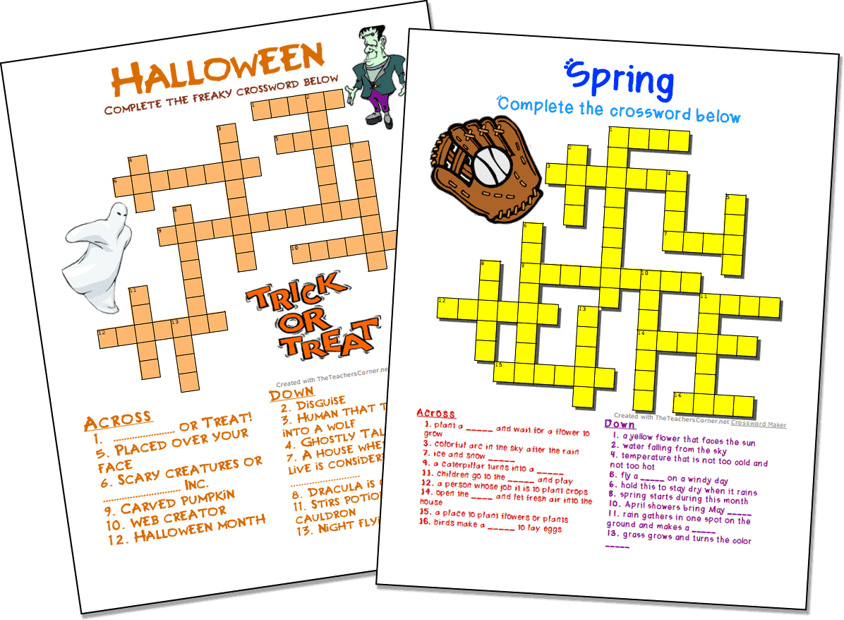 Crossword Puzzle Maker | World Famous From The Teacher&amp;#039;s Corner - Printable Crossword Generator