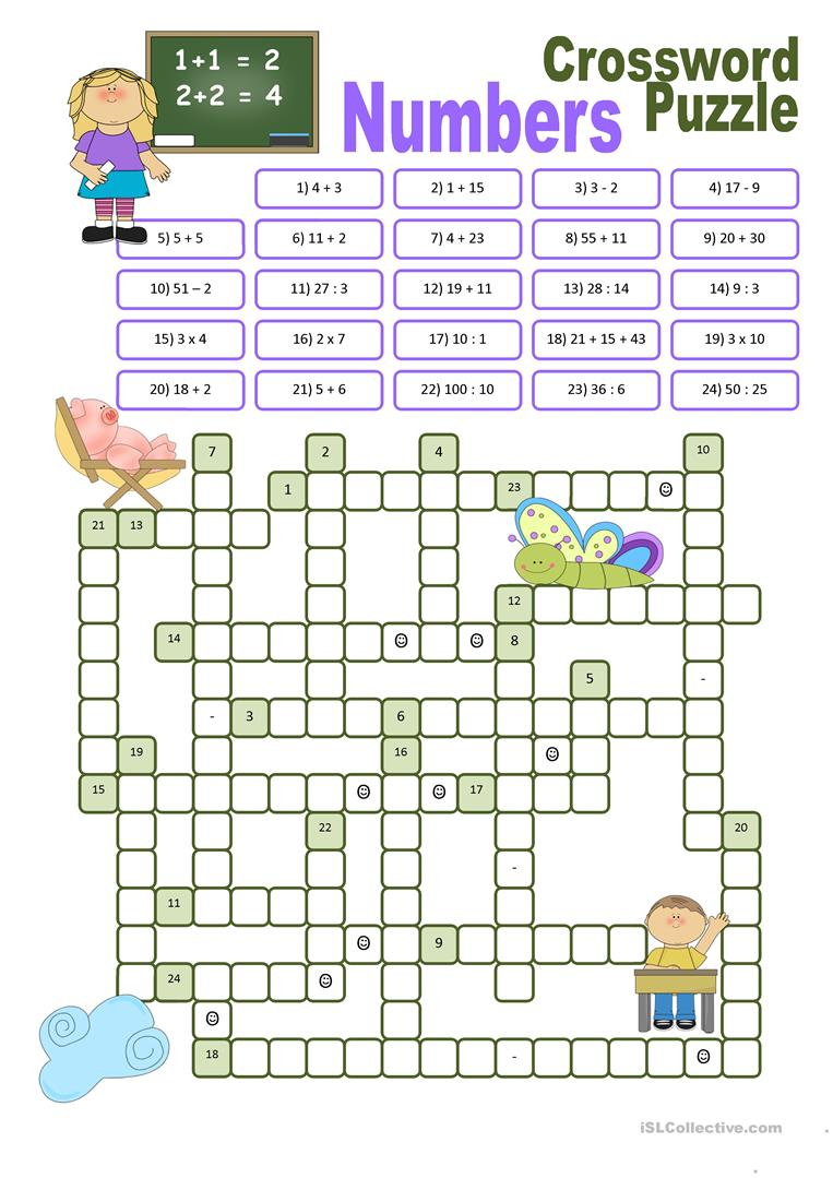 Crossword Puzzle Numbers Worksheet - Free Esl Printable Worksheets - Printable Crossword Puzzle For Primary School