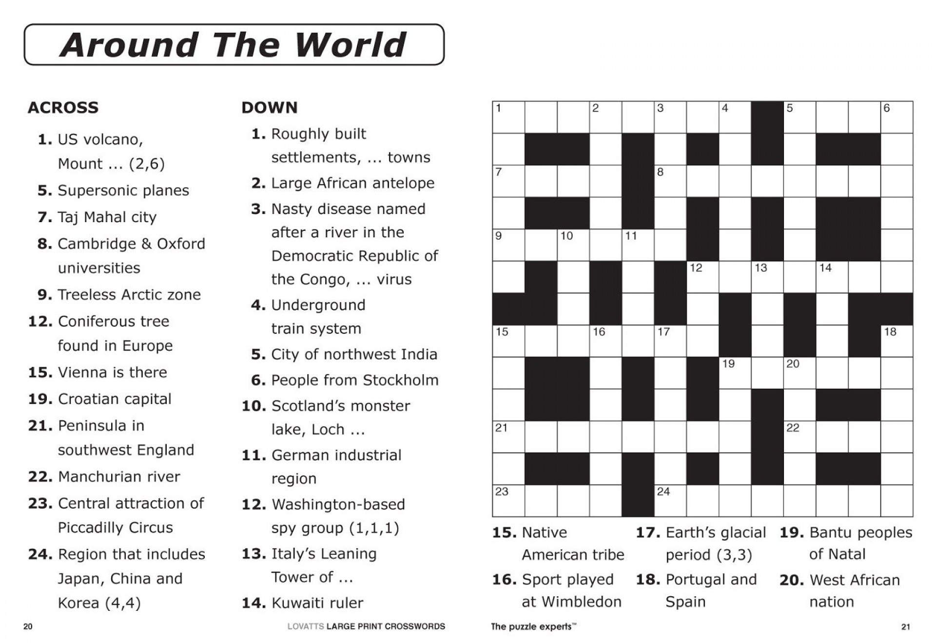 Crossword Puzzle Printable Large Print Crosswords ~ Themarketonholly - Free Printable Quick Crossword Puzzles