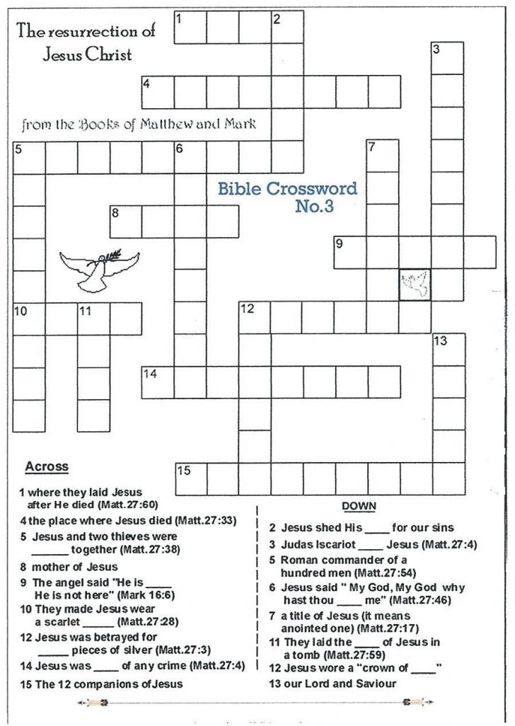 Christian Crossword Puzzles Printable