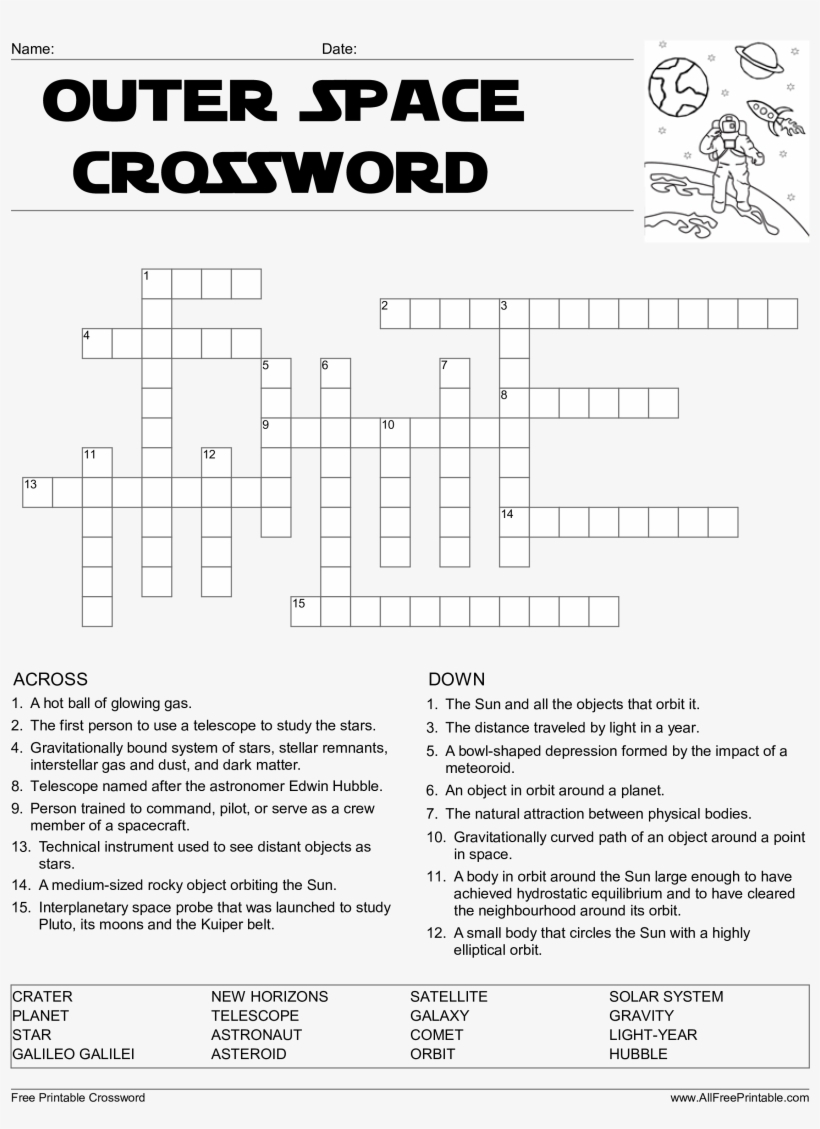 Crossword Puzzle Printable Template Crosswords Lovely - Outer Space - Printable Telegraph Crossword