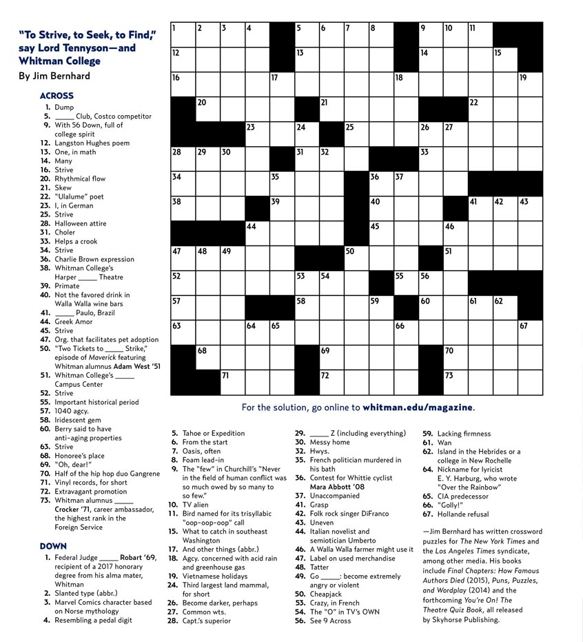 Crossword Puzzle | Whitman College - Https Printable Crossword Puzzles
