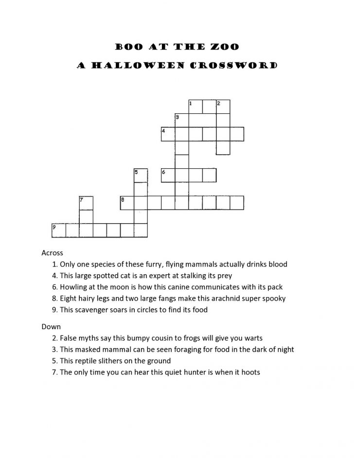 Printable Crossword Puzzles For 8Th Graders