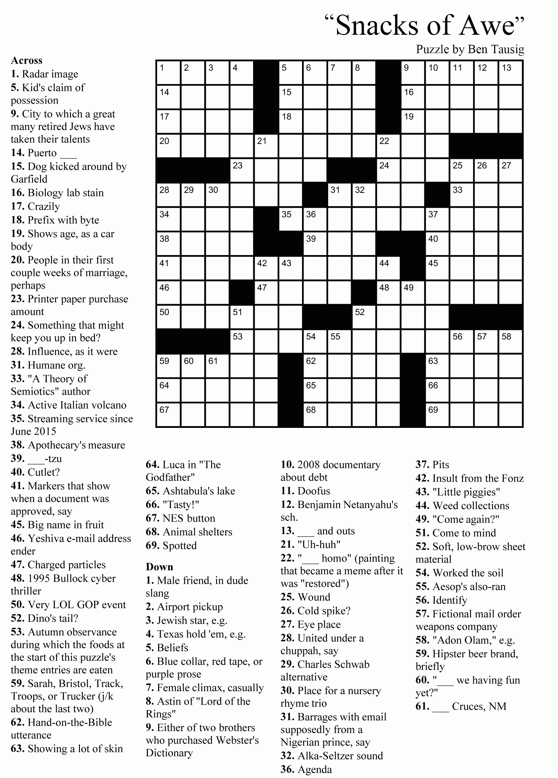 Large Print Easy Crossword Puzzles Printable