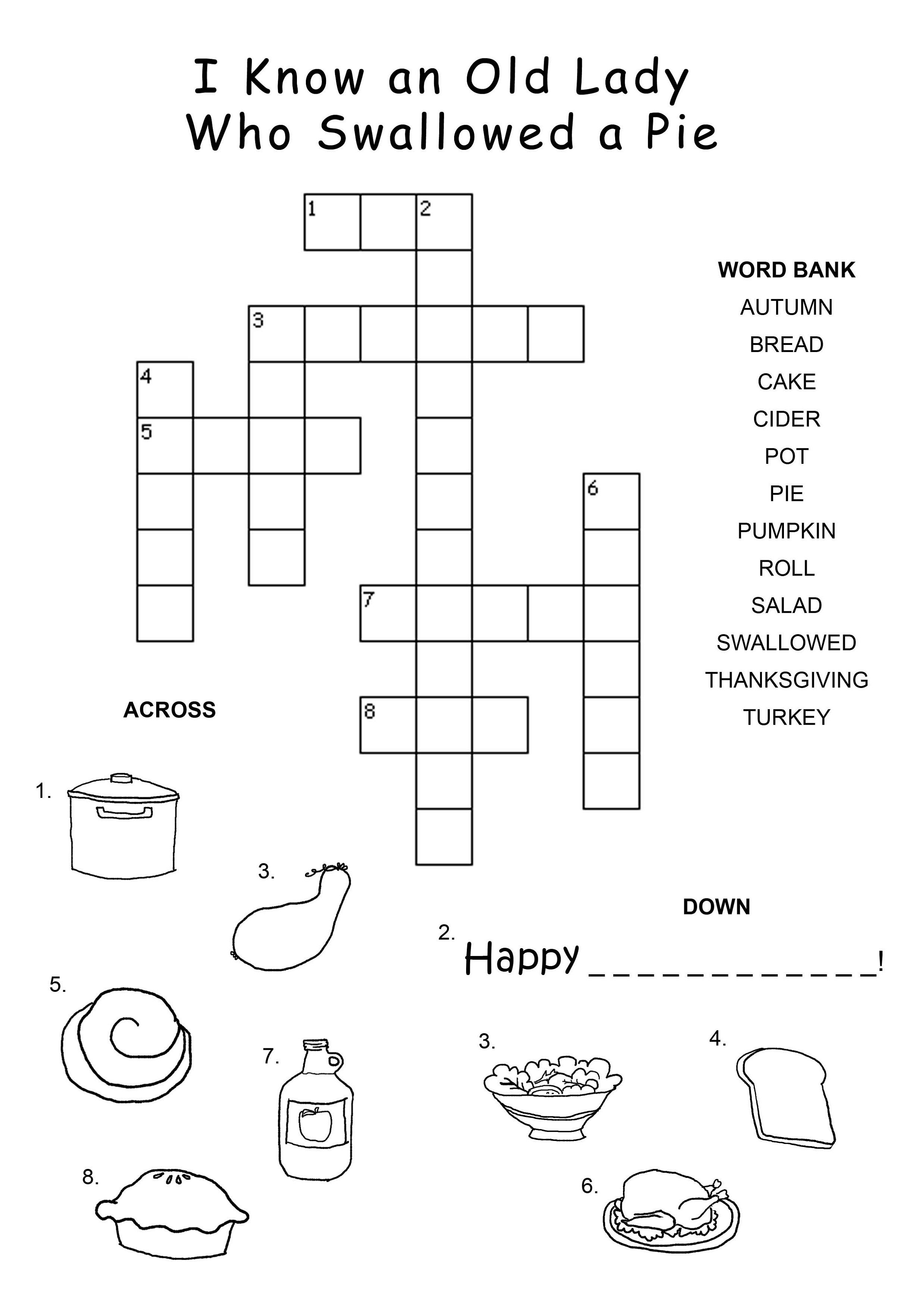 Printable Crossword Puzzles For 6 Year Olds Printable Crossword Puzzles
