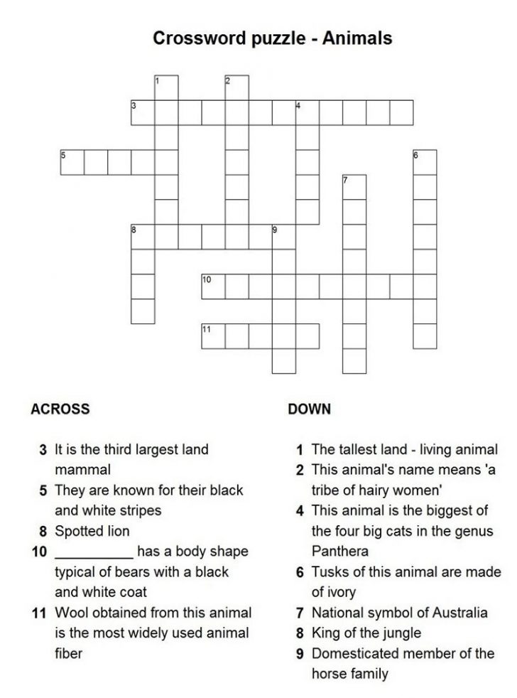 Printable Horse Crossword Puzzles