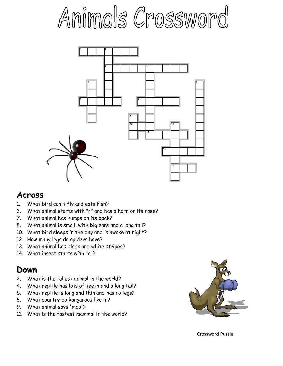Crossword-Puzzles-Kids-Animal | Work It | Crossword, Puzzle - Insect Crossword Puzzle Printable