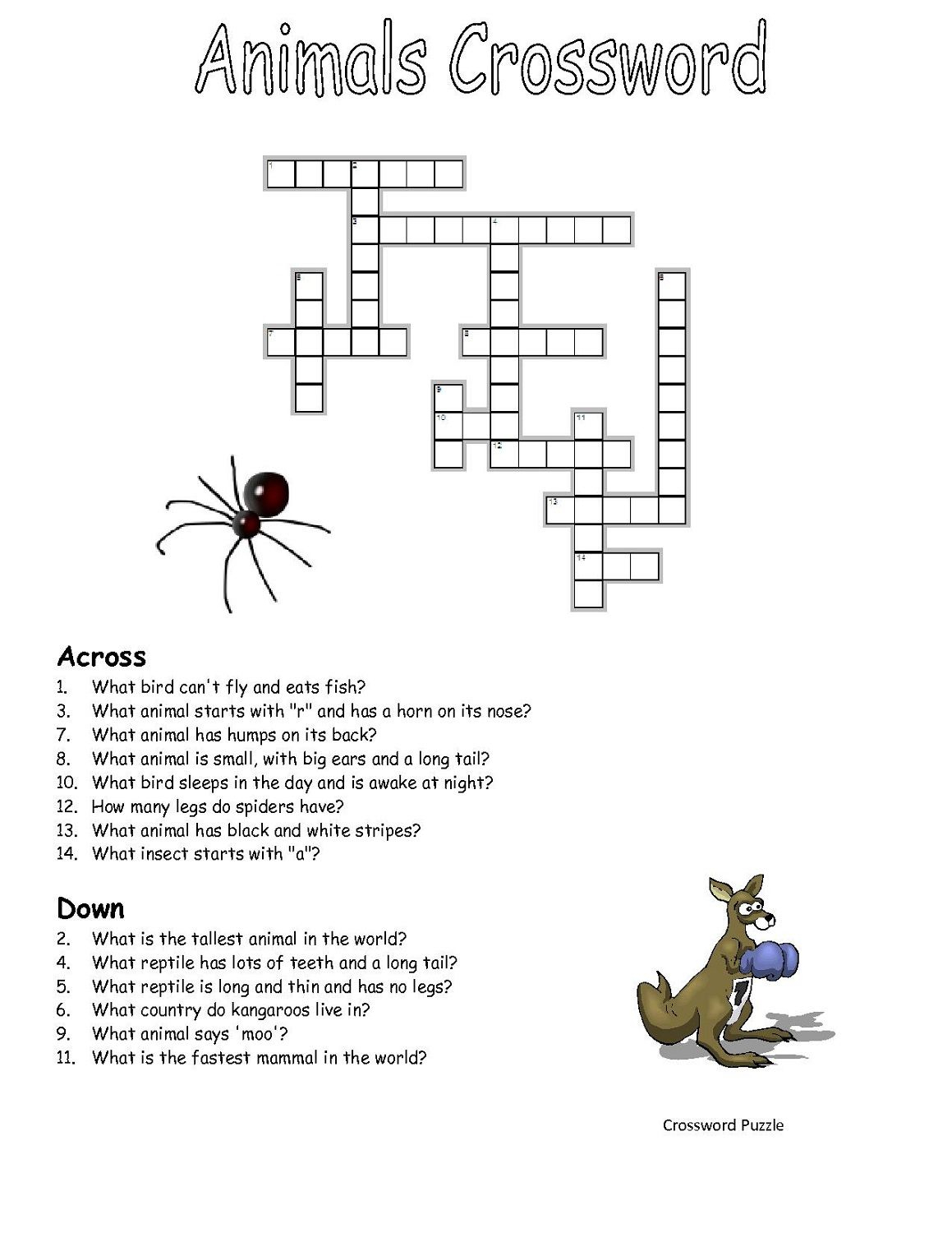 easy crosswords children