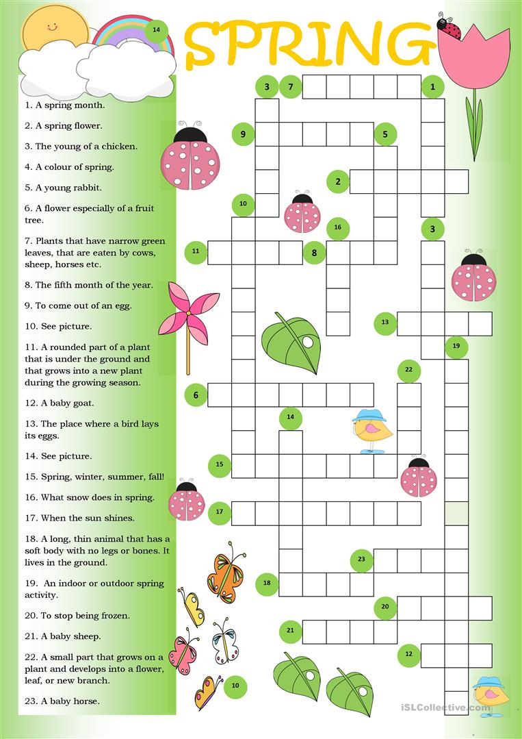 Crossword Spring Worksheet - Free Esl Printable Worksheets Made - Printable Spring Puzzle