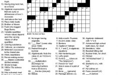 Crosswords: Algebra – Printable Crossword Puzzles Nytimes