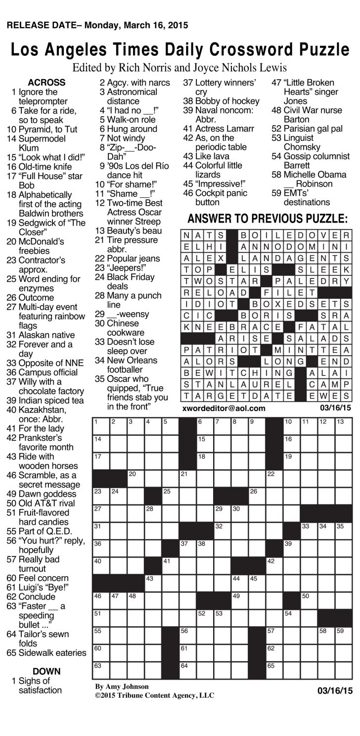 Printable Crossword Puzzle 2018